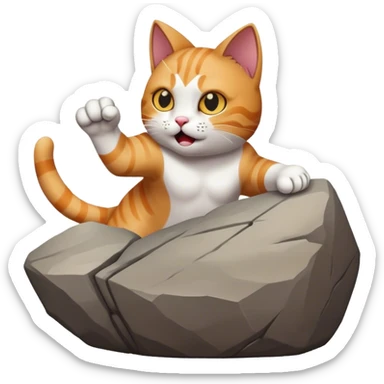 Cat punching rock sticker