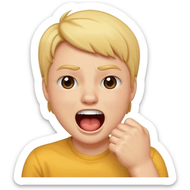 crying laughing with a fist over mouth sticker