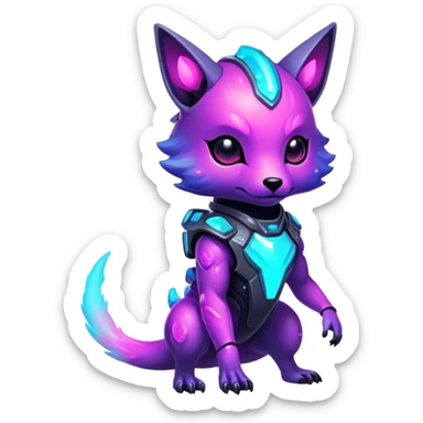 Epic Edgy Cute Colorful Nebula Modern Futuristic Vernid-Protogen-creature-animal, full body sticker