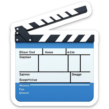 minimalist blue and white film clapperboard, geometric shapes only sticker