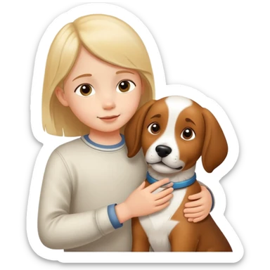 child gently petting a dog or cat, kind and friendly sticker