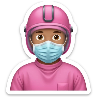 man in  pink protection clothes with full-faced mask sticker