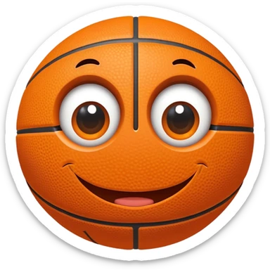 A basketball with a cute smiling face and big eyes sticker