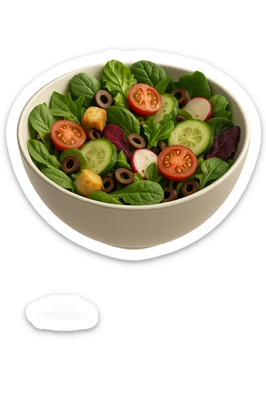 bowl di insalata 3d che fluttua in aria, iperrealistica 4k sticker