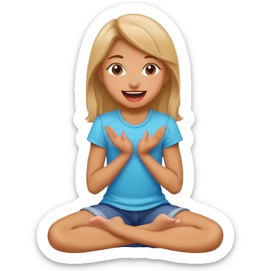 Girl sitting on knees sticking out tongue sticker