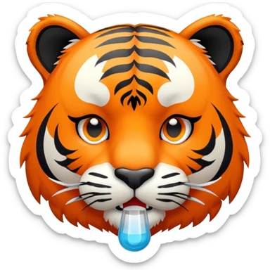 sick tiger face with thermometer and tissue for Twitch emote sticker