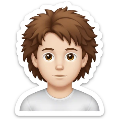 a whit kid with fluffy brown hair that is athletic sticker