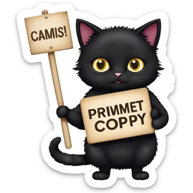 Black Cat holding a sign with the inscription "PrimeCopy" sticker