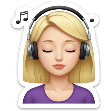Una mujer escucha música con los ojos cerrados  sticker