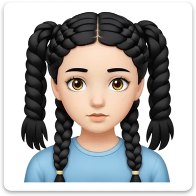 girl with short hair and two braids black hair and bleached eyebrows sticker