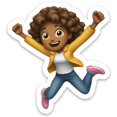 girl jumping making a heart shape with hands sticker