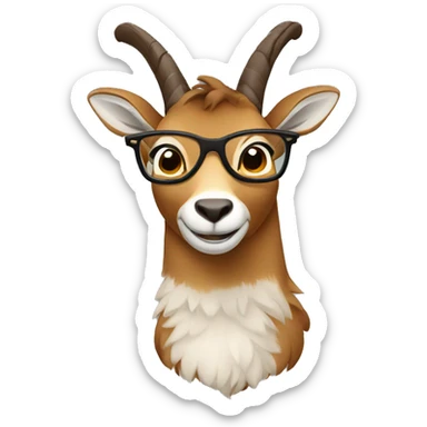 happy smart smiling brown chamois with glasses turn to left sticker