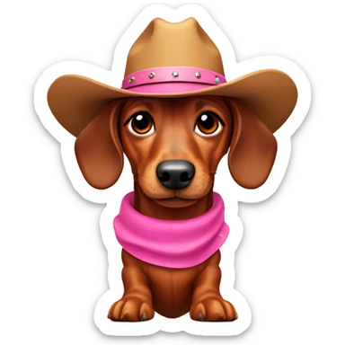 Dachshund with pink cowboy hat and cowboy boots  sticker