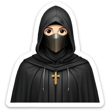 icon featuring Assasin's Creed in an iconic assassin's hood, standing tall against the backdrop of Florence. The design captures the essence of adventure, with intricate details of historical architecture and a sense of mystery. The character is poised, ready for action. transparent background. sticker