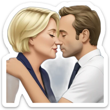 Macron kiss marine le pen sticker
