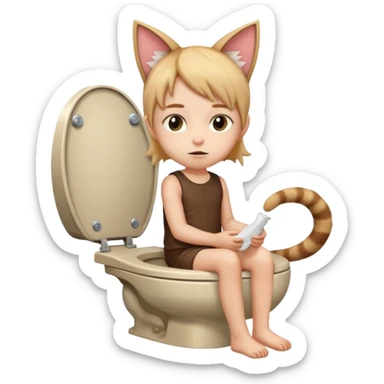Kid in toilet cat person sticker