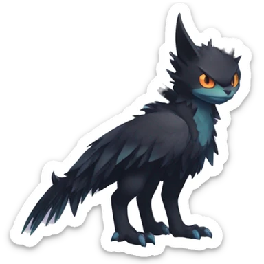 Edgy Cool Fluffy Winged Dark type Shadow type Nargacuga-Noivern-Pokémon-fusion-cat Full Body sticker