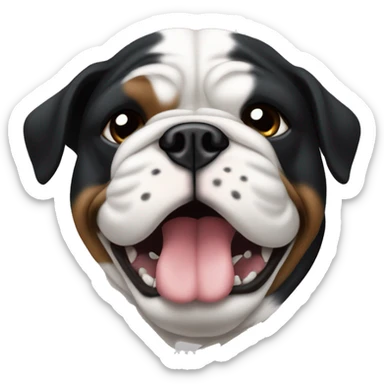 Bulldog white paws black dog and white and black face sticker