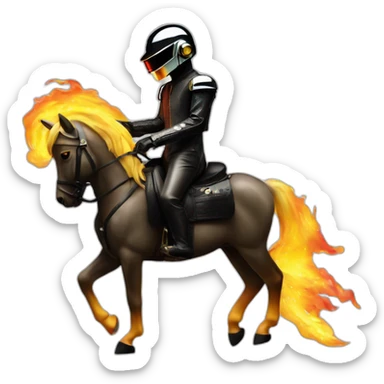 Daft punk on the horse in fire sticker