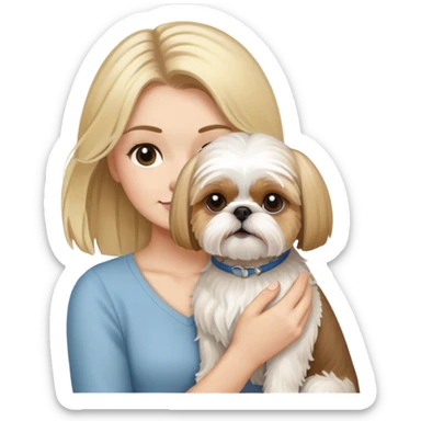 Blonde haired woman holding a shih tzu sticker