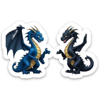 Big black Dragon with smaller Dark Blue Dragon with Little Golden Dragon  sticker