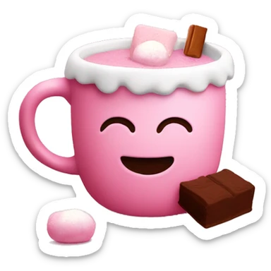 mug with cacao with marshmallow pink christmas mood sticker