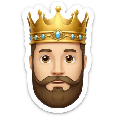 Bearded King, King with golden beard and ornate crown. sticker