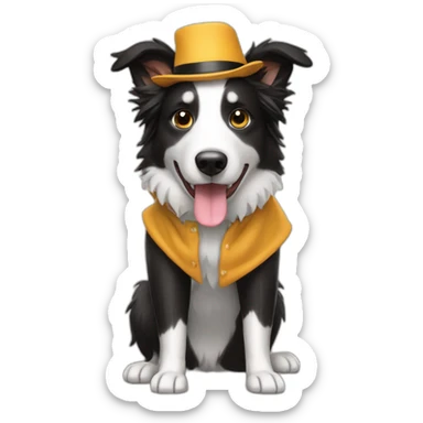 Border-collie-in-an-bogie-costume sticker