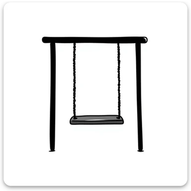 a children's swing with ropes and a seat, playful and safe design, pastel colors dd9fb0, ffc6d3, a3bfc9, c4bee2, f1b091, detailed hand-drawn doodle style sticker