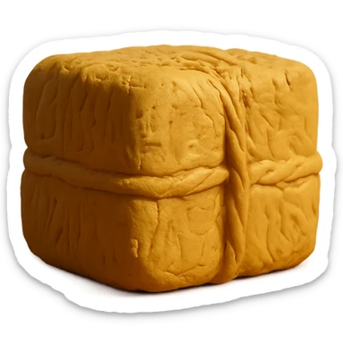 single hay bale close-up, soft lighting, textured surface, claymation style sticker