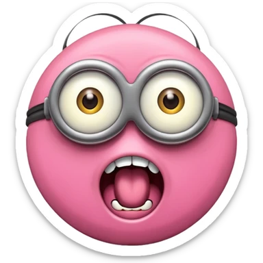 a pink screaming minion sticker