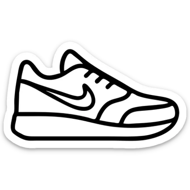 blue Nike sneaker, stylized with bold outlines, cartoonish look, side profile sticker