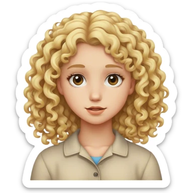 blonde teen girl with curly hair sticker