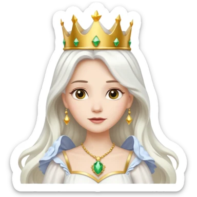 The Good Witch from The Land of Oz with long white hair, white outfit and crown sticker