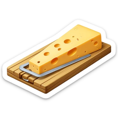a mousetrap with a small piece of cheese sticker