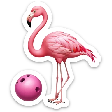 Flamingo playing bowling sticker