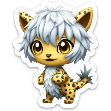 an edgy cute kawaii vernid-fionbri with splash patterns full body sticker