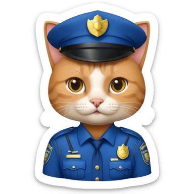 cat police officer sticker