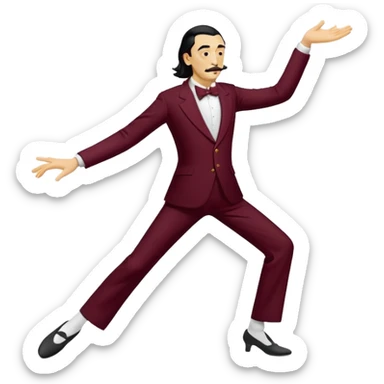 the word "DALI" written in white on a bordeaux red background, where the letters are dancing sticker