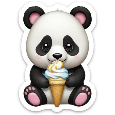 Panda eating ice cream sticker