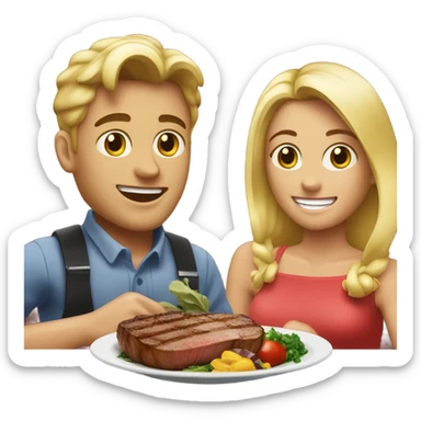 20 year old chefs Blonde couple eating steak sticker