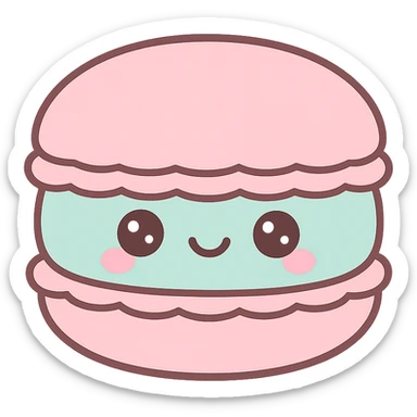 macaron with cute face pastel colors kawaii style sticker