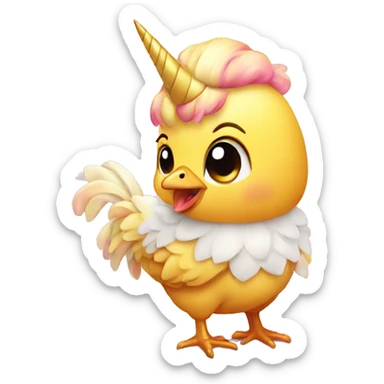 Baby chicken with unicorn  sticker