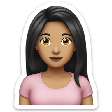 girl long black hair sticker