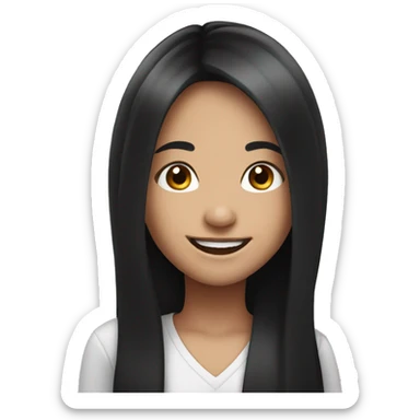 smiling girl with long black hair sticker