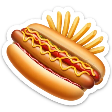 hot dog with french fries and ketchup sticker