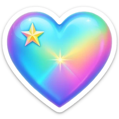 heart with a holographic star sticker