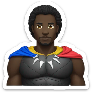 Black panther hero with Central African Republic flag color sticker