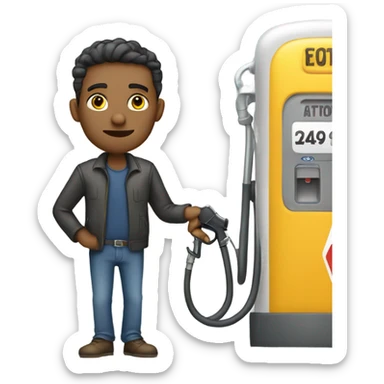 man getting gas in car sticker