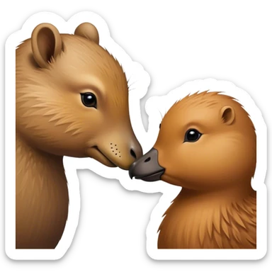 Duck and capybara nose to nose cute sticker